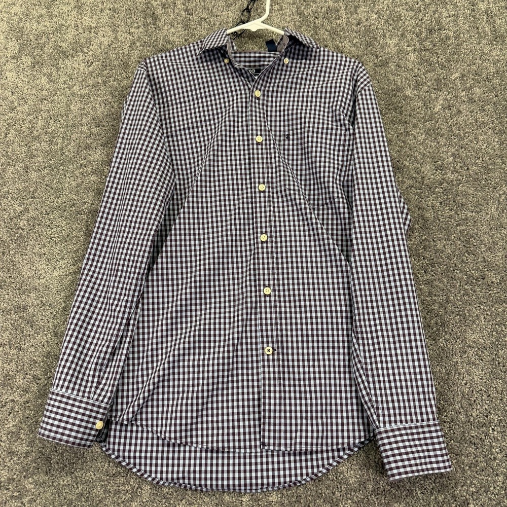 IZOD Shirt Mens Small Blue Check Long Sleeve Button Up Pockets Casual Woven